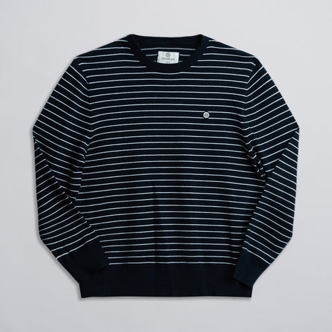 Striped Knit Sweater - Navy w/ Creme Stripe thumbnail