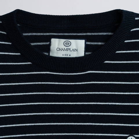 Striped Knit Sweater - Navy w/ Creme Stripe thumbnail