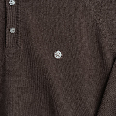 Long Sleeve Knit Polo - Brown thumbnail