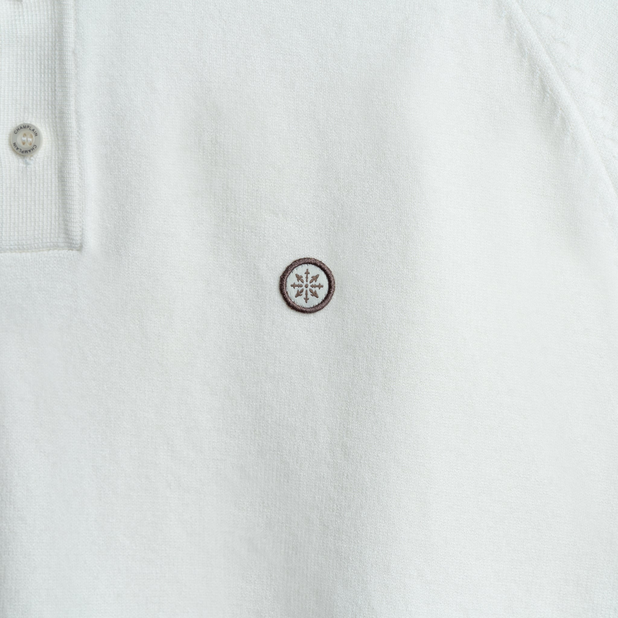 Long Sleeve Knit Polo - Creme