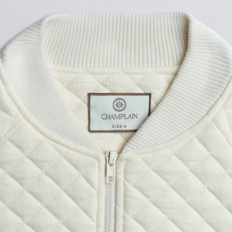 Full Zip Bomber Jacket Creme thumbnail