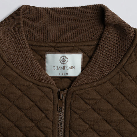 Full Zip Bomber Jacket Brown thumbnail