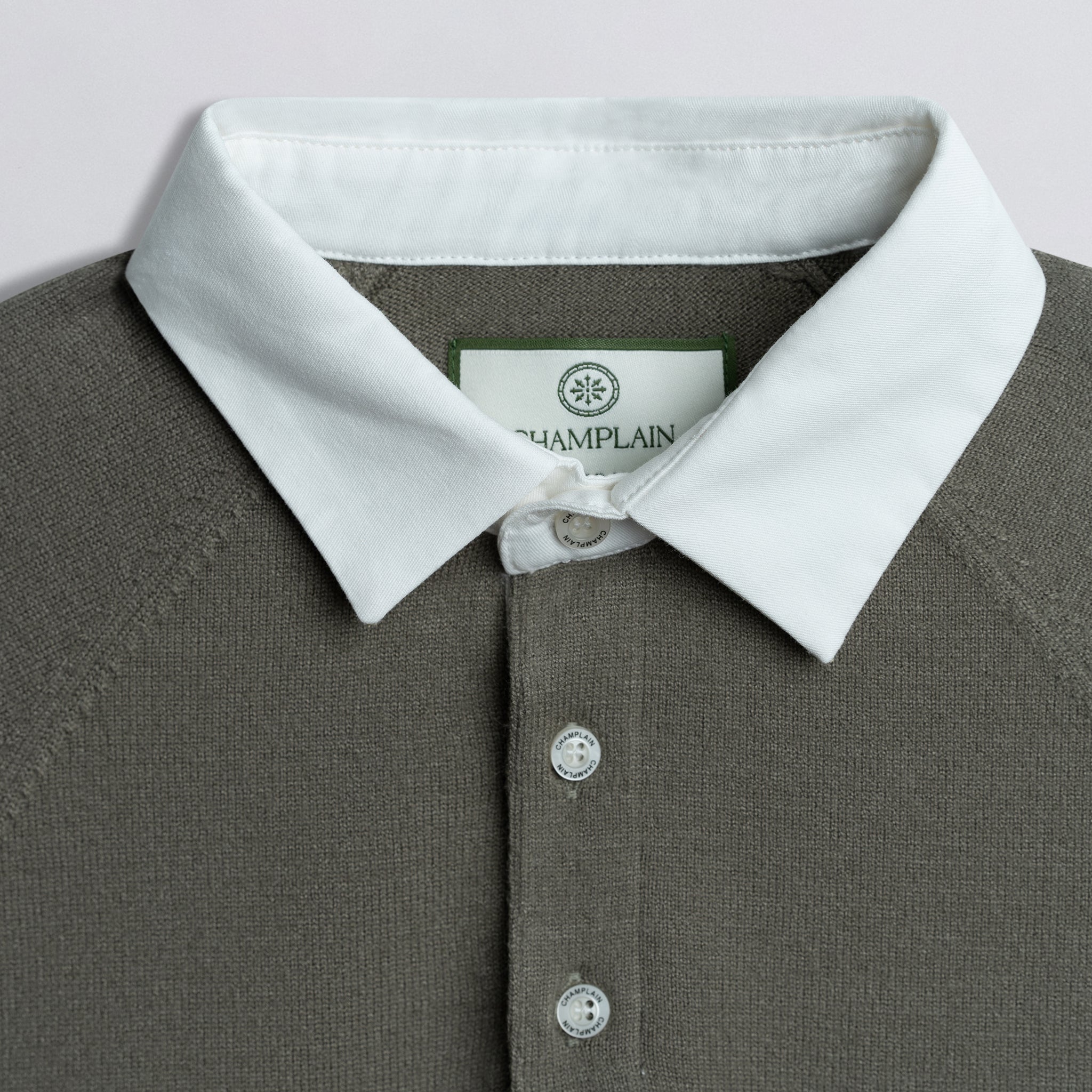 Long Sleeve Knit Rugby Olive