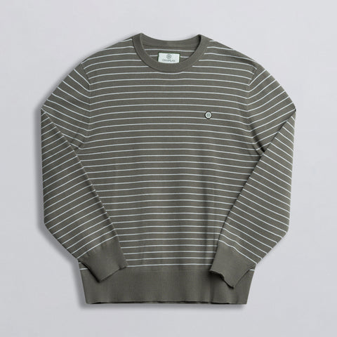 Striped Knit Sweater - Olive w/ Creme Stripe thumbnail