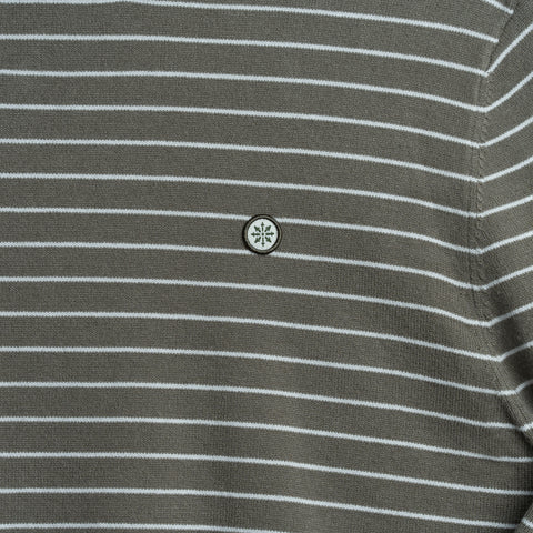 Striped Knit Sweater - Olive w/ Creme Stripe thumbnail