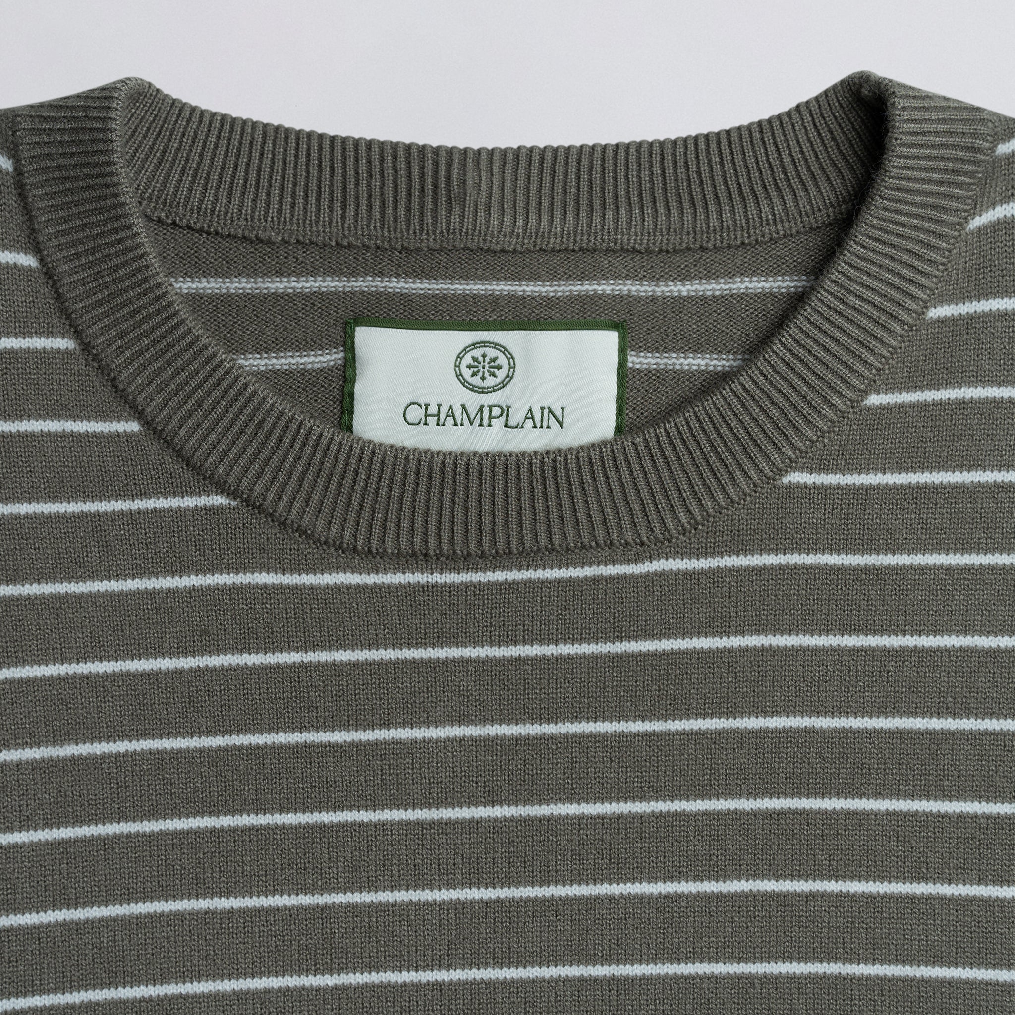 Striped Knit Sweater - Olive w/ Creme Stripe