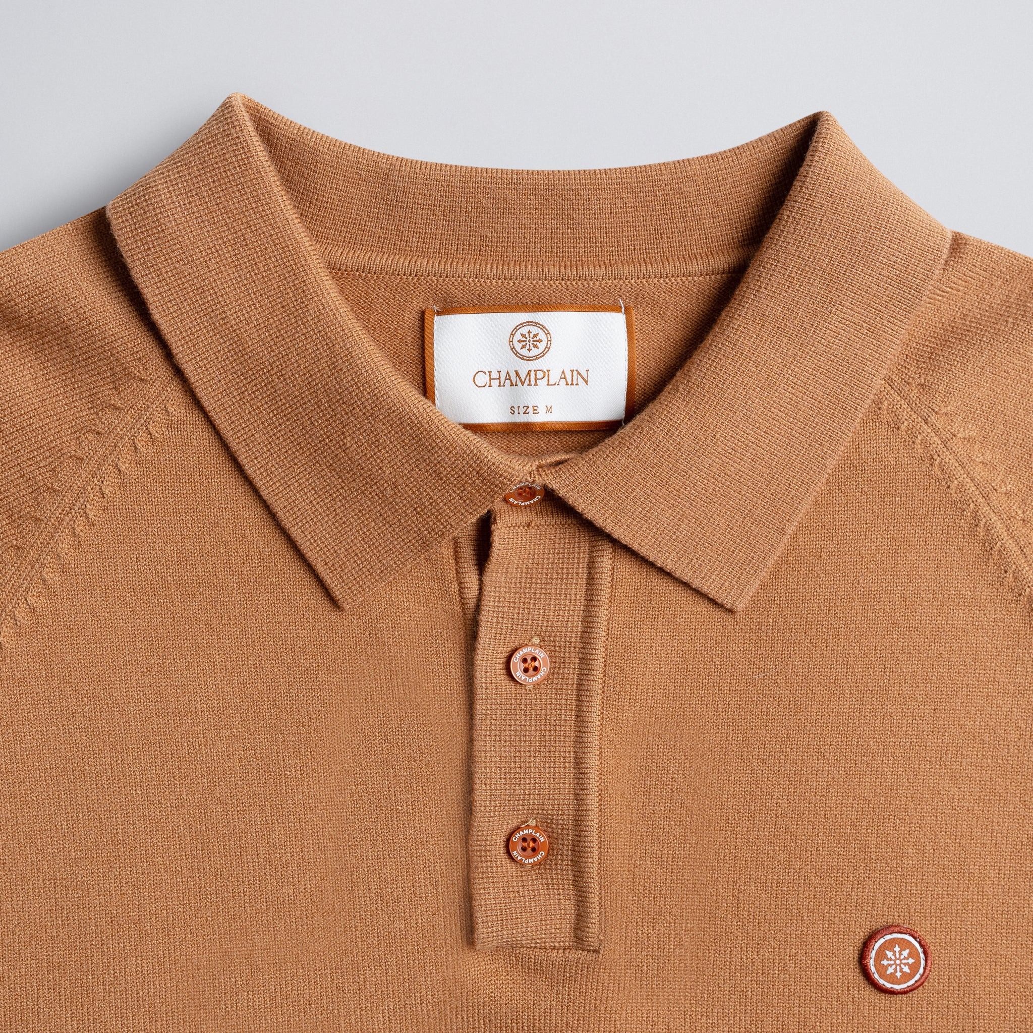 Long Sleeve Knit Polo Rust