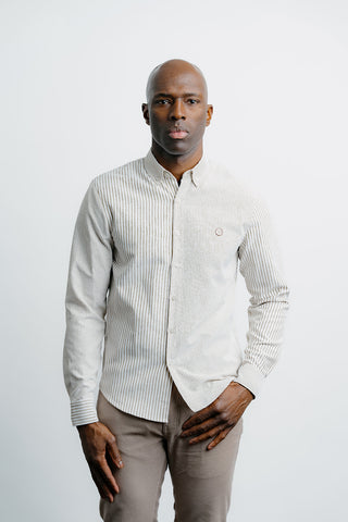 Stripe Dress Shirt Brown thumbnail
