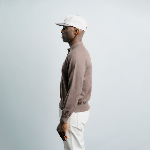 Long Sleeve Knit Polo - Brown thumbnail