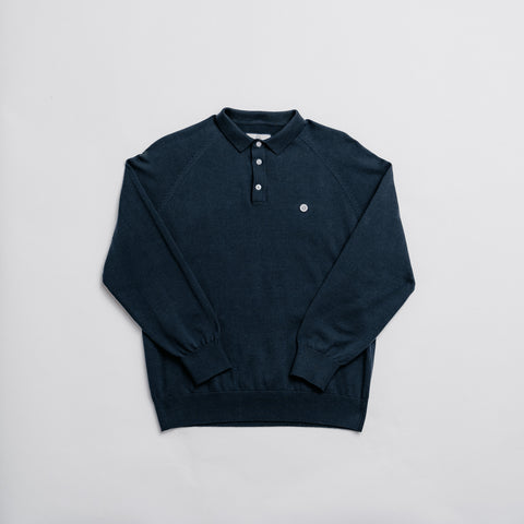 Long Sleeve Knit Polo Navy thumbnail