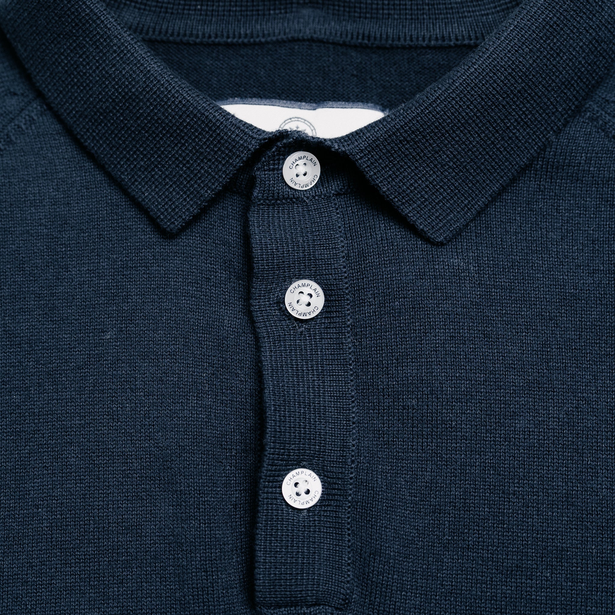 Long Sleeve Knit Polo Navy
