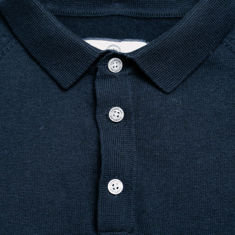 Long Sleeve Knit Polo Navy thumbnail