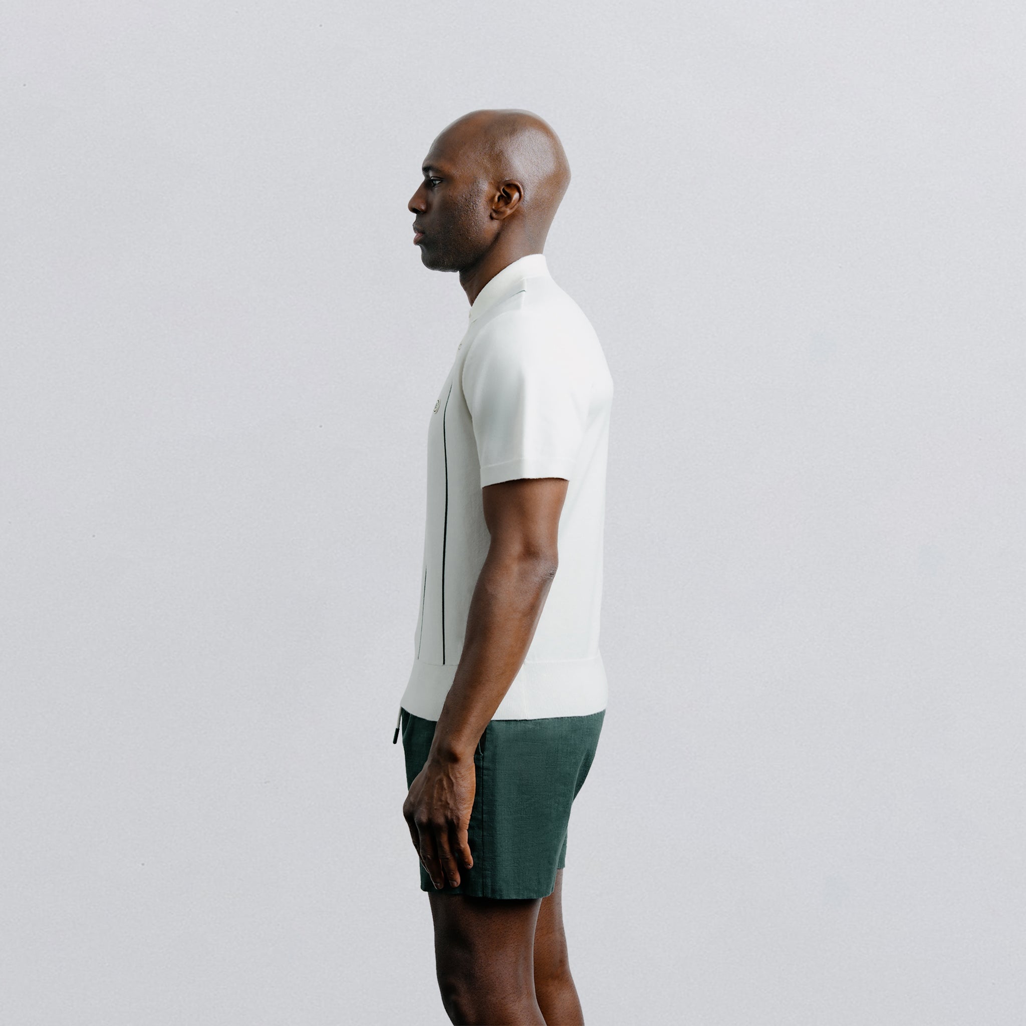 Vertical Stripe Knit Polo