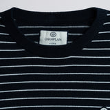 Striped Knit Sweater - Navy w/ Creme Stripe