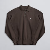 Long Sleeve Knit Polo - Brown