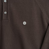 Long Sleeve Knit Polo - Brown