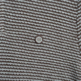 Close up of knit rugby shirt.