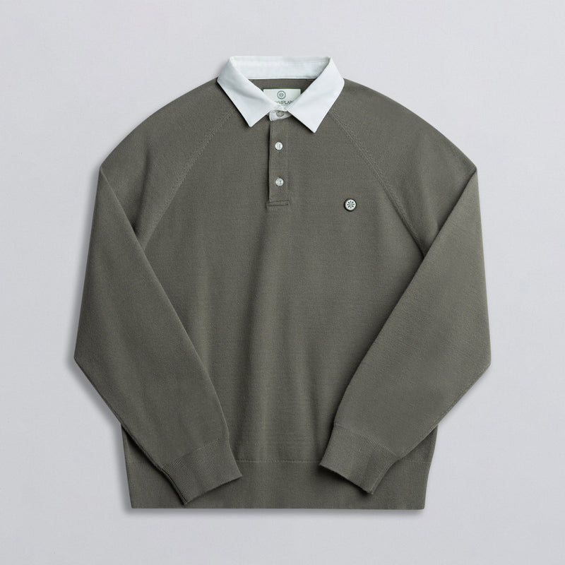 Long Sleeve Knit Rugby Olive
