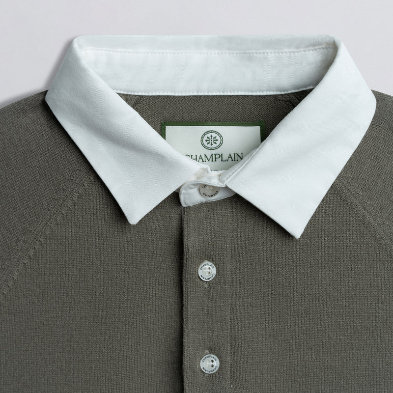 Long Sleeve Knit Rugby Olive