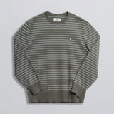 Striped Knit Sweater - Olive w/ Creme Stripe