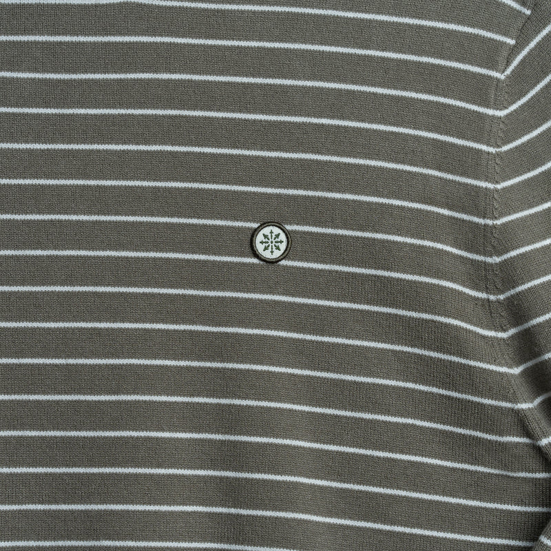 Striped Knit Sweater - Olive w/ Creme Stripe
