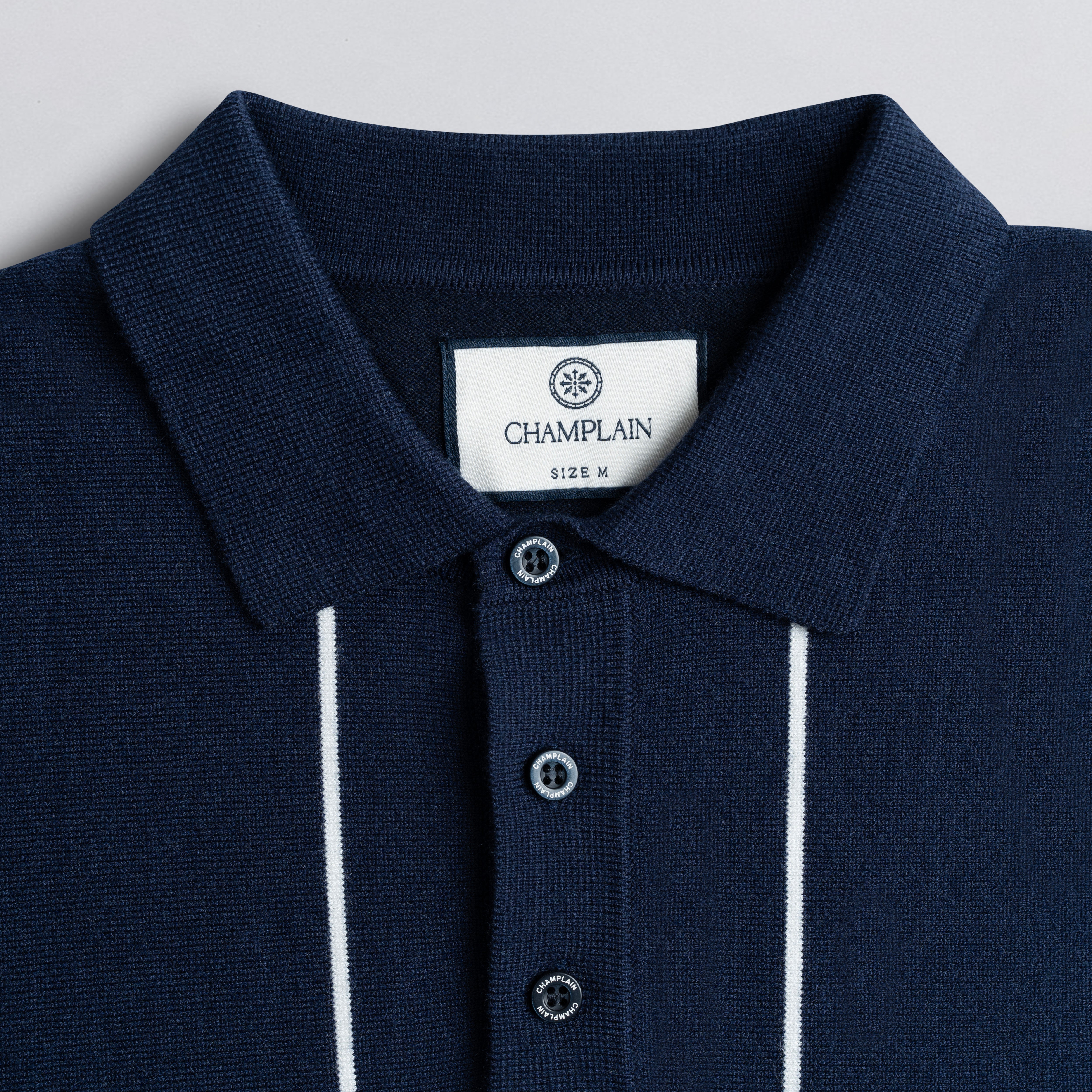 Vertical Stripe Knit Polo