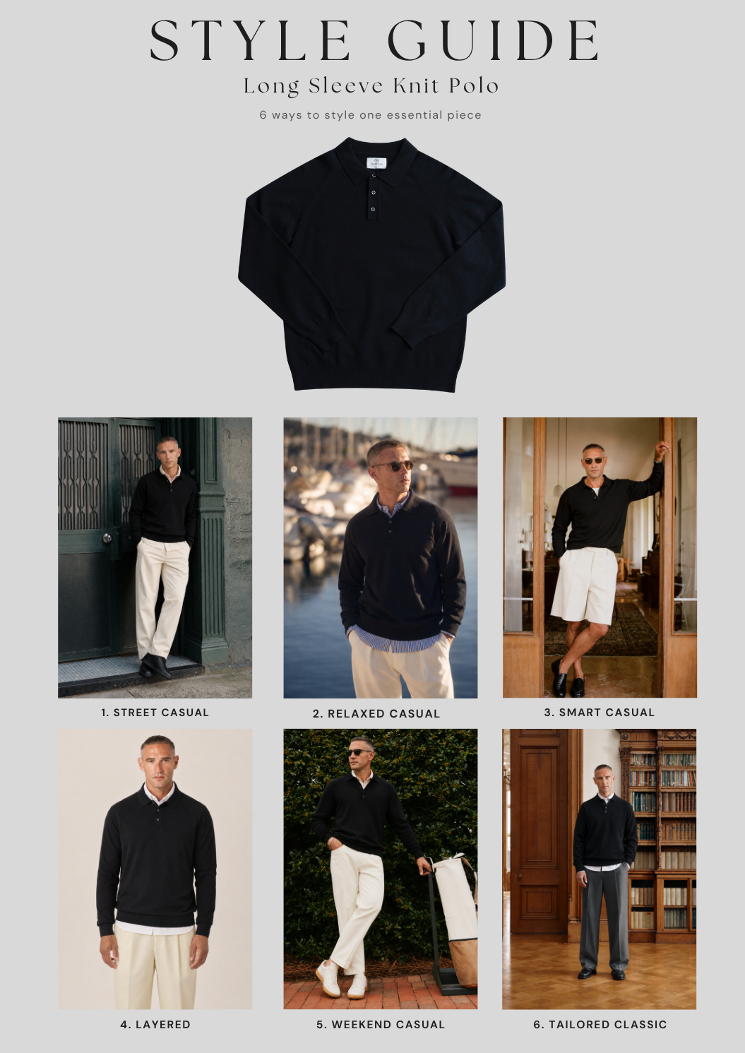Long Sleeve Knit Polo Black Style Guide