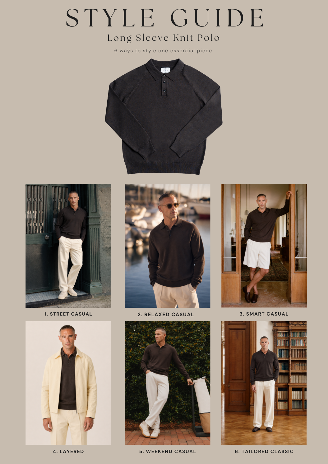 Long Sleeve Knit Polo Espresso Style Guide