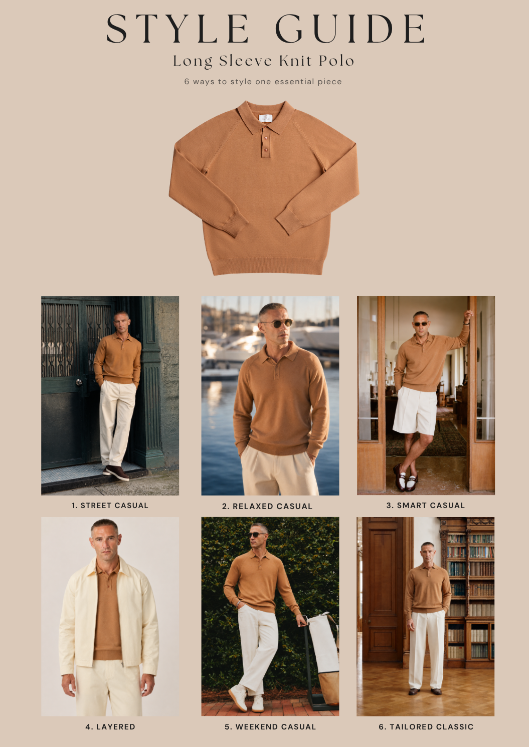 Long Sleeve Knit Polo Rust Style Guide