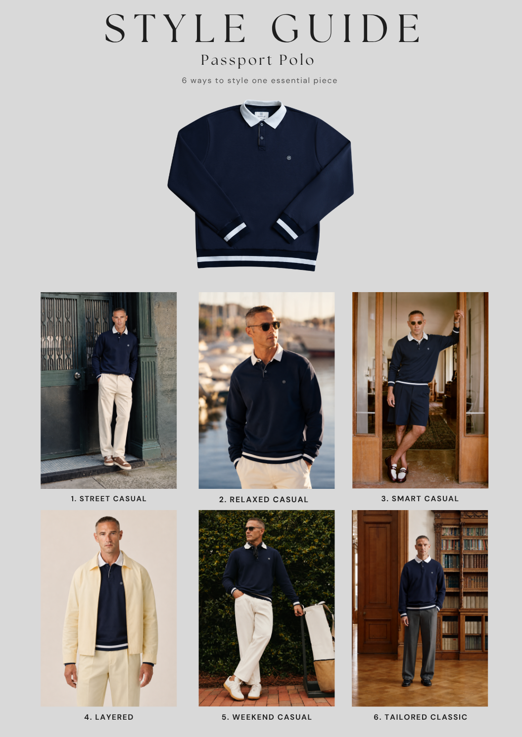 Passport Polo Navy Style Guide
