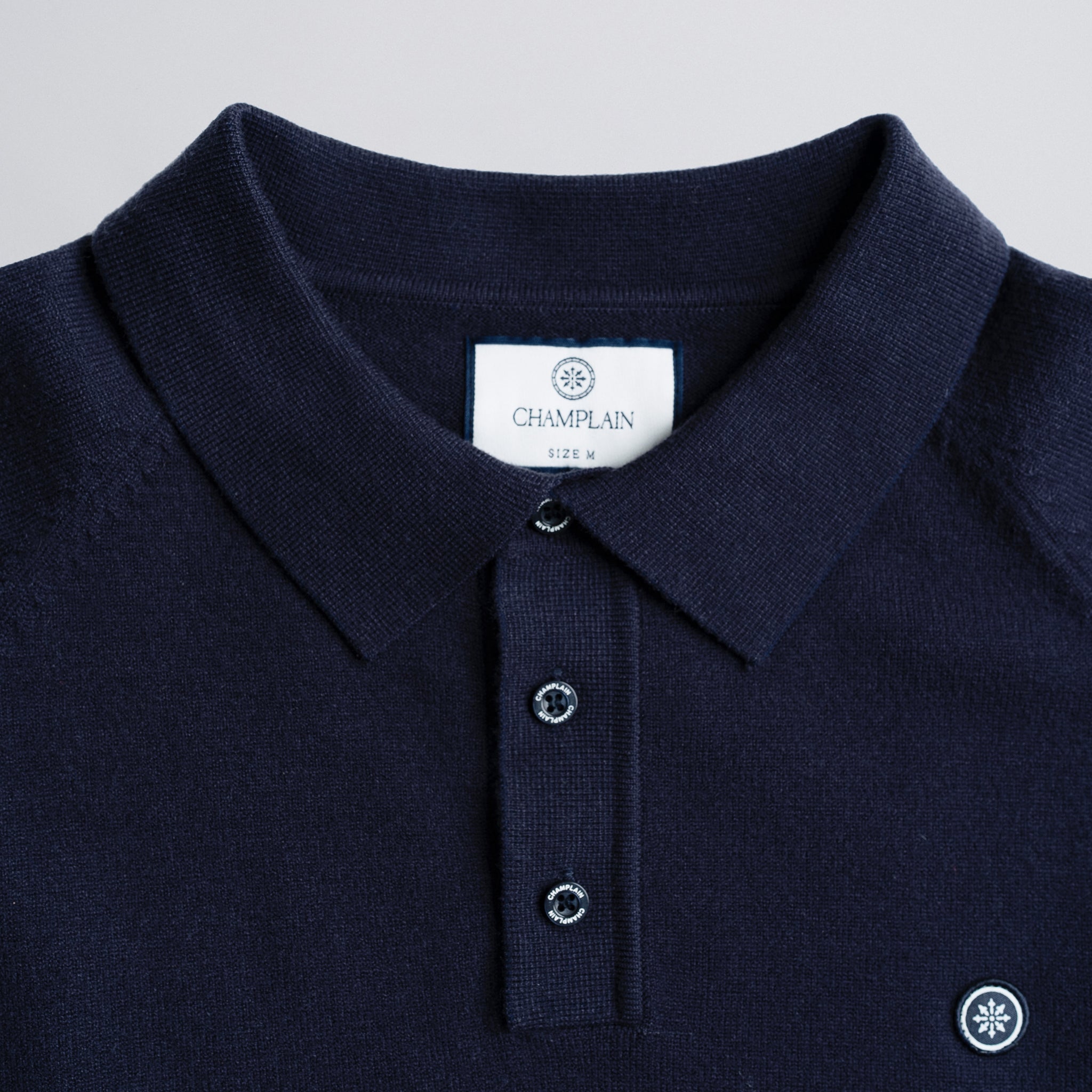 Long Sleeve Knit Polo Navy