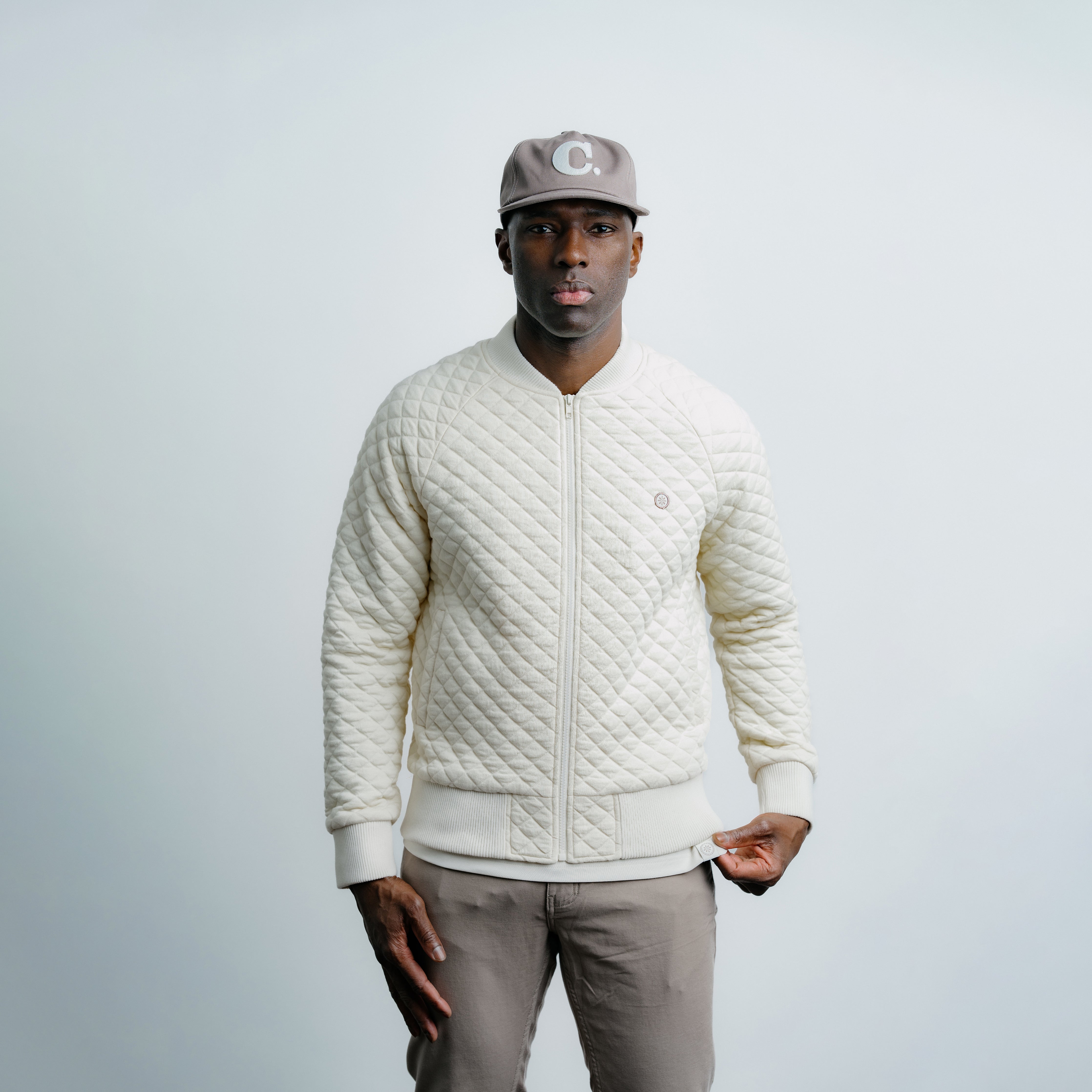 Full Zip Bomber Jacket Creme