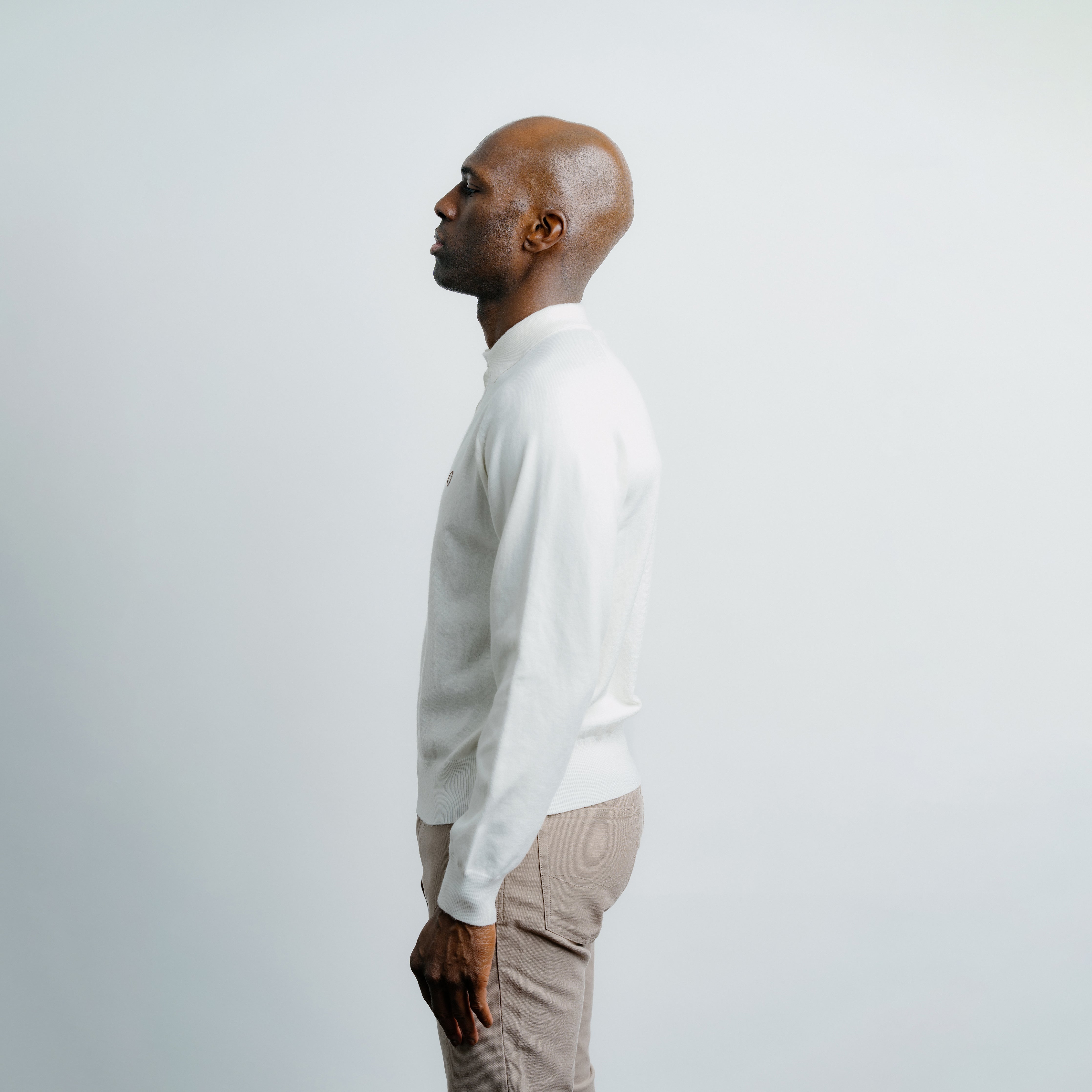 Long Sleeve Knit Polo - Creme