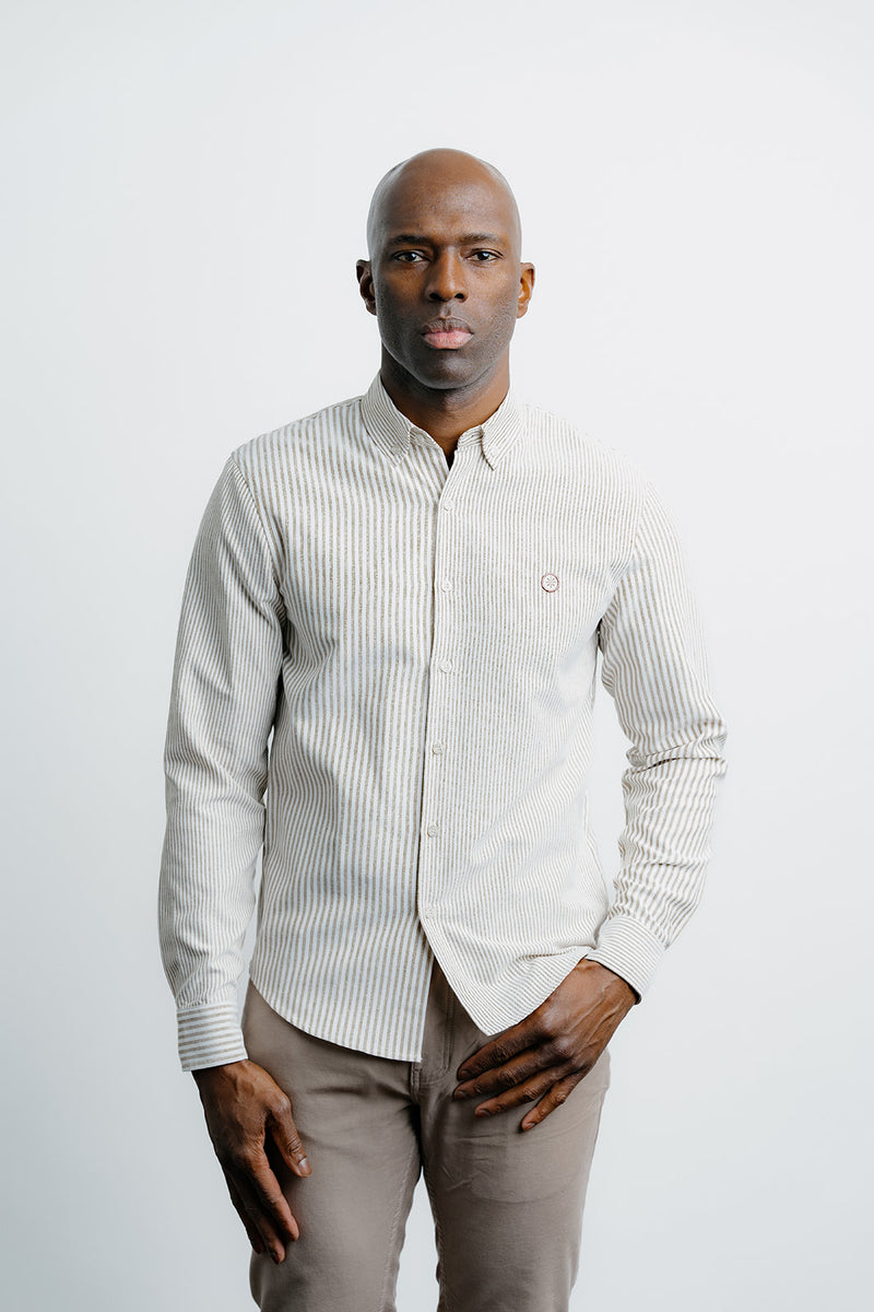Stripe Dress Shirt Brown