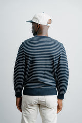Striped Knit Sweater - Navy w/ Creme Stripe