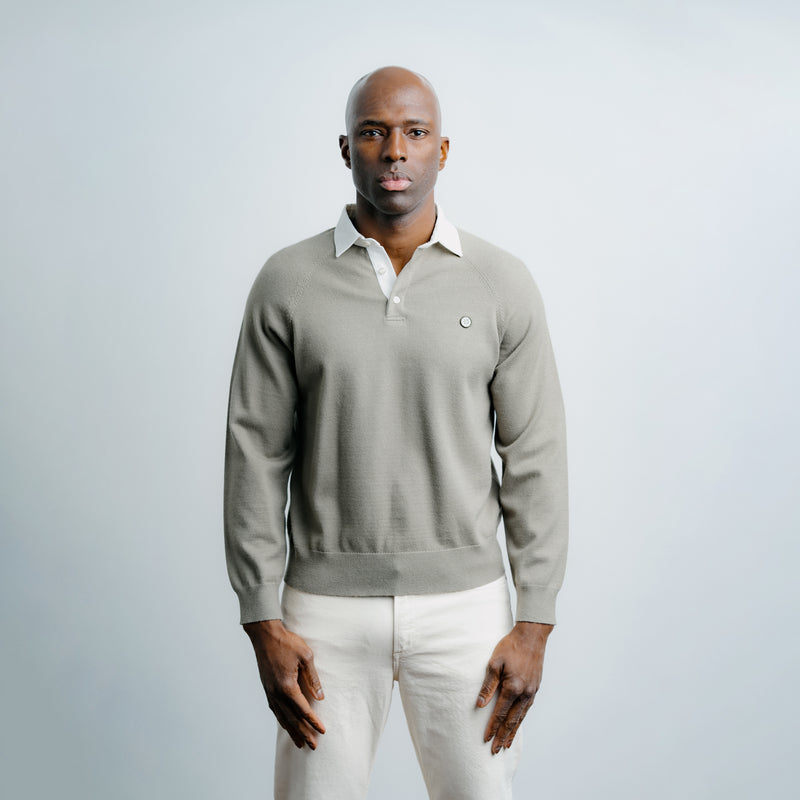 Long Sleeve Knit Rugby Olive