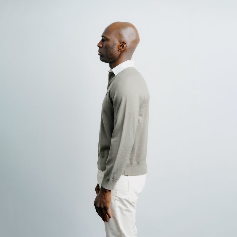 Long Sleeve Knit Rugby Olive