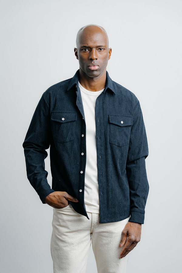 Textured Overshirt Navy