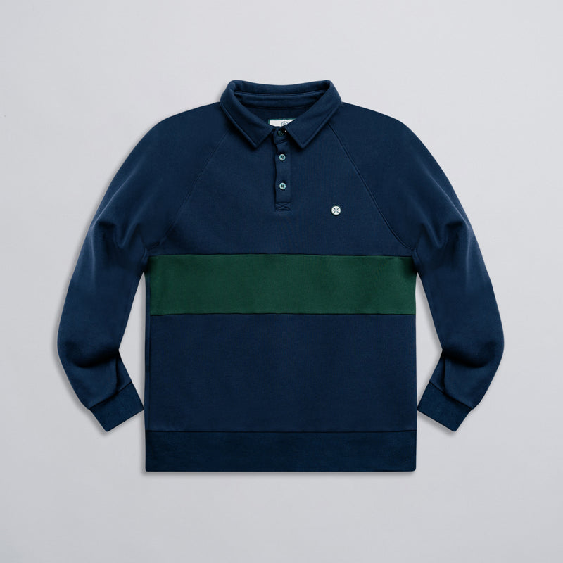 Wide Strip Long Sleeve Polo