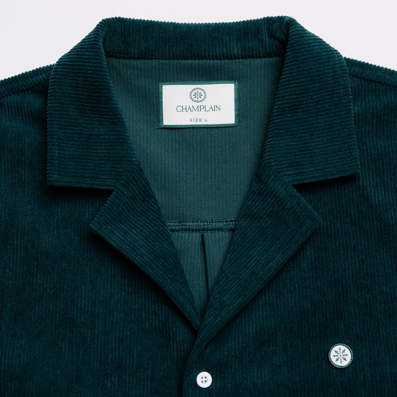 Corduroy Camp Collar Shirt - Green