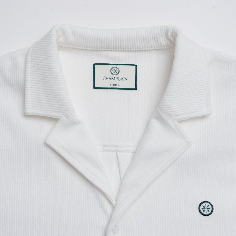 Corduroy Camp Collar Shirt - White