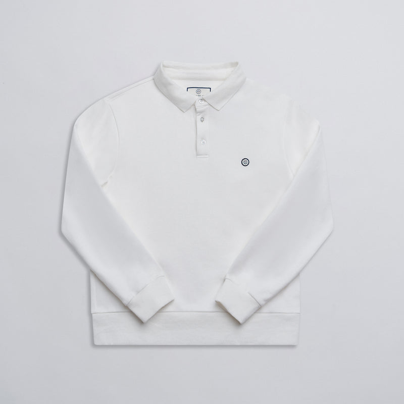 Long Sleeve Polo - White