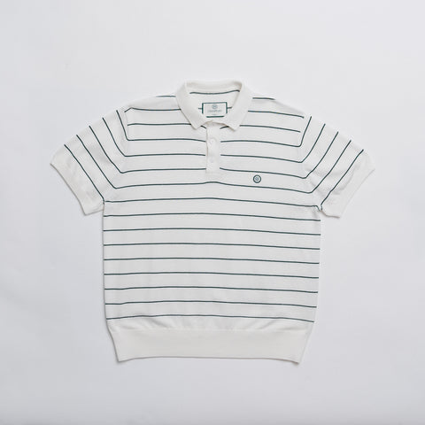 Stripe Knit Polo - White thumbnail