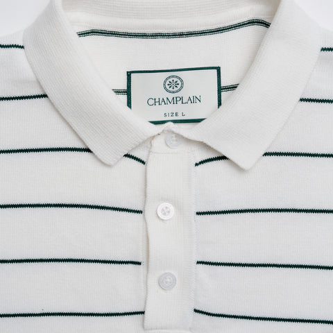 Stripe Knit Polo - White thumbnail