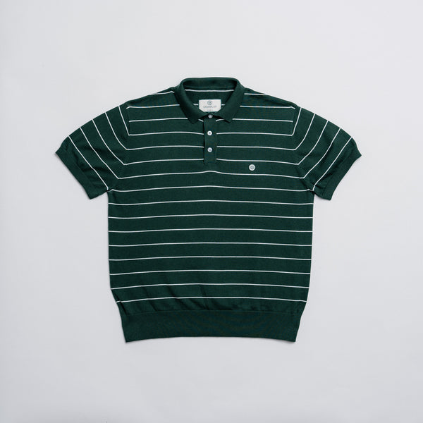 Stripe Knit Polo - Green