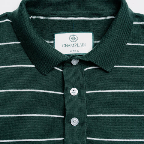 Stripe Knit Polo - Green thumbnail