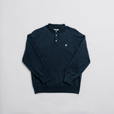 Long Sleeve Knit Polo Navy