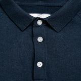 Long Sleeve Knit Polo Navy