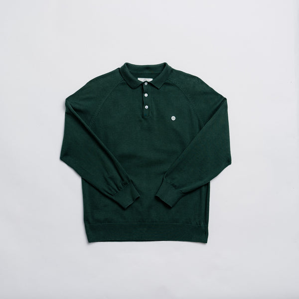 Long Sleeve Knit Polo - Green