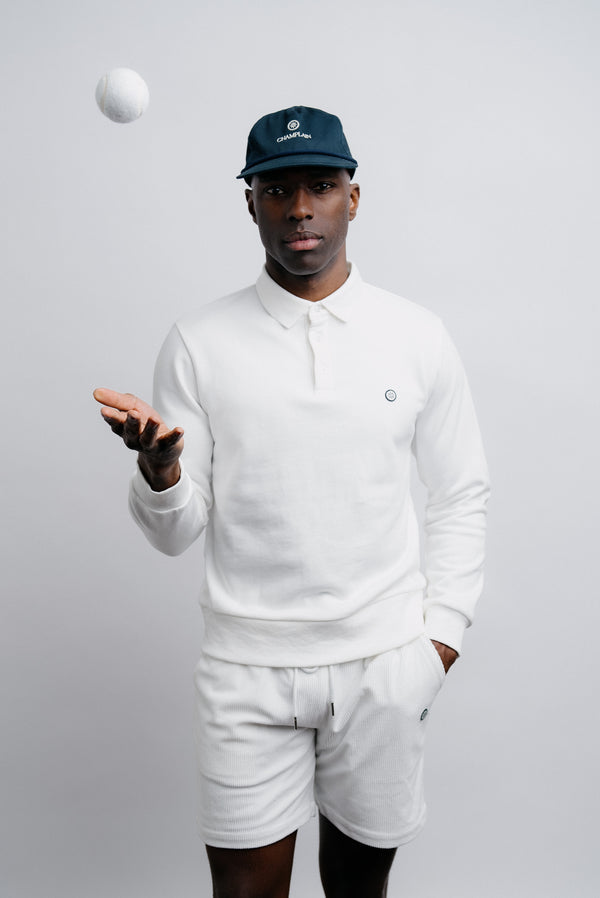 Long Sleeve Polo - White